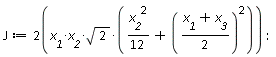 J := 2*x__1*x__2*sqrt(2)*((1/12)*x__2^2+((x__1+x__3)*(1/2))^2)