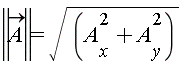 LinearAlgebra[Norm](`#mover(mi("A"),mo("&rarr;"))`) = sqrt(A[x]^2+A[y]^2)
