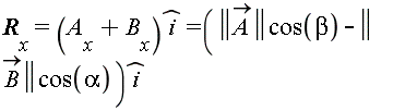 R[x] = (A[x]+B[x])*`#mover(mi("i"),mo("&circ;"))` and (A[x]+B[x])*`#mover(mi("i"),mo("&circ;"))` = (LinearAlgebra[Norm](`#mover(mi("A"),mo("&rarr;"))`)*cos(beta)-LinearAlgebra[Norm](`#mover(mi("B"),mo("&rarr;"))`)*cos(alpha))*`#mover(mi("i"),mo("&circ;"))`