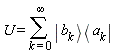 "U=(&sum;) | b[k] >< a[k] |"