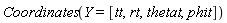 Coordinates(Y = [tt, rt, thetat, phit])