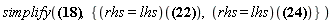 simplify(F[k](X) = (1/2)*q*(-Physics[`*`](Physics[d_][n](A[k](X), [X]), v[n])+Physics[`*`](Physics[d_][k](A[n](X), [X]), v[n])-Physics[`*`](v[n], Physics[d_][n](A[k](X), [X]))+Physics[`*`](v[n], Physics[d_][k](A[n](X), [X]))), {(rhs = lhs)(Physics[LeviCivita][b, c, k]*Physics[`*`](v[b], B[c](X)) = Physics[`*`](v[n], Physics[d_][k](A[n](X), [X]))-Physics[`*`](v[n], Physics[d_][n](A[k](X), [X]))), (rhs = lhs)(Physics[LeviCivita][b, c, k]*Physics[`*`](B[c](X), v[b]) = Physics[`*`](Physics[d_][k](A[n](X), [X]), v[n])-Physics[`*`](Physics[d_][n](A[k](X), [X]), v[n]))})