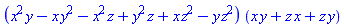 (x^2*y-x*y^2-x^2*z+y^2*z+x*z^2-y*z^2)*(x*y+z*x+z*y)