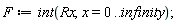 F := int(Rx, x = 0 .. infinity)