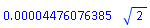 0.4476076385e-4*2^(1/2)