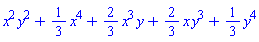 x^2*y^2+(1/3)*x^4+(2/3)*x^3*y+(2/3)*x*y^3+(1/3)*y^4