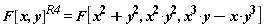 F[x, y]^R4 = F[x^2+y^2, x^2*y^2, x^3*y-x*y^3]