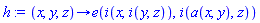 proc (x, y, z) options operator, arrow; e(i(x, i(y, z)), i(a(x, y), z)) end proc