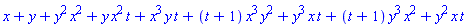 x+y+y^2*x^2+y*x^2*t+x^3*y*t+(t+1)*x^3*y^2+y^3*x*t+(t+1)*y^3*x^2+y^2*x*t