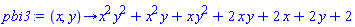proc (x, y) options operator, arrow; x^2*y^2+x^2*y+x*y^2+2*x*y+2*x+2*y+2 end proc