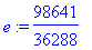 e := 98641/36288