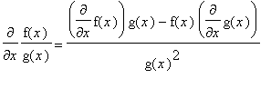 diff(f(x)/g(x),x) = (diff(f(x),x)*g(x)-f(x)*diff(g(...