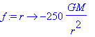 f := proc (r) options operator, arrow; -250*GM/(r^2...