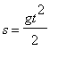 s = gt^2/2