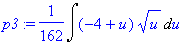 p3 := 1/162*Int((-4+u)*sqrt(u),u)