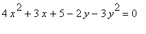 4*x^2+3*x+5-2*y-3*y^2 = 0
