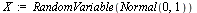 `:=`(X, RandomVariable(Normal(0, 1)))
