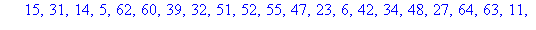 `IPI = IP^(-1): `, [3, 35, 61, 43, 22, 20, 56, 50, 24, 57, 19, 45, 44, 46, 1, 26, 21, 29, 33, 38, 18, 58, 40, 28, 13, 30, 10, 36, 53, 17, 41, 2, 16, 12, 8, 54, 7, 49, 59, 4, 37, 15, 31, 14, 5, 62, 60,...