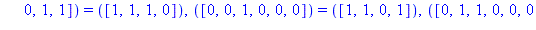 TABLE([([1, 1, 0, 0, 1, 0]) = ([1, 1, 1, 1]), ([0, 1, 0, 1, 1, 0]) = ([0, 0, 0, 0]), ([0, 0, 1, 1, 1, 0]) = ([0, 1, 1, 1]), ([1, 0, 1, 1, 0, 1]) = ([1, 1, 0, 1]), ([1, 0, 0, 0, 1, 0]) = ([0, 1, 1, 1])...
