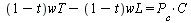 `+`(`*`(`+`(1, `-`(t)), `*`(wT)), `-`(`*`(`+`(1, `-`(t)), `*`(wL)))) = `*`(P[c], `*`(C))
