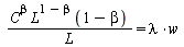 `/`(`*`(`^`(C, beta), `*`(`^`(L, `+`(1, `-`(beta))), `*`(`+`(1, `-`(beta))))), `*`(L)) = `*`(lambda, `*`(w))