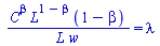 `/`(`*`(`^`(C, beta), `*`(`^`(L, `+`(1, `-`(beta))), `*`(`+`(1, `-`(beta))))), `*`(L, `*`(w))) = lambda