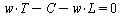 `+`(`*`(w, `*`(T)), `-`(C), `-`(`*`(w, `*`(L)))) = 0
