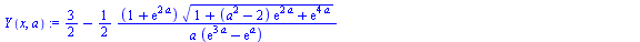 `assign`(Y(x, a), `+`(`/`(3, 2), `-`(`*`(`/`(1, 2), `*`(`/`(`*`(`+`(1, exp(`+`(`*`(2, `*`(a))))), `*`(`^`(`+`(1, `*`(`+`(`*`(`^`(a, 2)), `-`(2)), `*`(exp(`+`(`*`(2, `*`(a)))))), exp(`+`(`*`(4, `*`(a))...