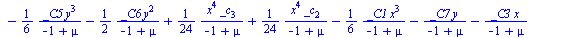 [{Pz(x, y, z) = `/`(`*`(`+`(`/`(`*`(`/`(1, 24), `*`(`^`(x, 4), `*`(g))), `*`(`+`(`-`(1), mu))), `-`(`/`(`*`(_C8), `*`(`+`(`-`(1), mu)))), `-`(`/`(`*`(_C4), `*`(`+`(`-`(1), mu)))), `-`(`/`(`*`(`/`(1, 2...