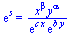 exp(s) = `/`(`*`(`^`(x, beta), `*`(`^`(y, alpha))), `*`(exp(`*`(c, `*`(x))), `*`(exp(`*`(b, `*`(y))))))