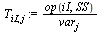 `assign`(T[iI, j], `/`(`*`(op(iI, SS)), `*`(var[j])))