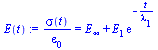 `assign`(E(t), `/`(`*`(sigma(t)), `*`(epsilon[0])) = `+`(E[infinity], `*`(E[1], `*`(exp(`+`(`-`(`/`(`*`(t), `*`(lambda[1])))))))))
