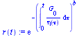 `assign`(r(t), exp(`+`(`-`(`^`(Int(`/`(`*`(G[0]), `*`(eta(tau))), tau = 0 .. t), b)))))