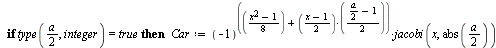`assign`(Car, proc (d, x) local m, i, a, Car; if `<`(0, d) then for i to d do if type(`/`(`*`(d), `*`(`^`(i, 2))), integer) = true then `assign`(a, `/`(`*`(d), `*`(`^`(i, 2)))) end if end do end if; i...