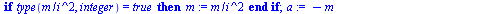 proc (d) local h, x, a, i, m; if `<`(0, d) then for i to d do if type(`/`(`*`(d), `*`(`^`(i, 2))), integer) = true then `assign`(a, `/`(`*`(d), `*`(`^`(i, 2)))) end if end do end if; if `<`(d, 0) then...
