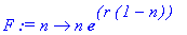 F := proc (n) options operator, arrow; n*exp(r*(1-n...