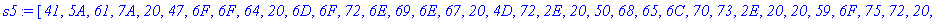 s5 := [`41`, `5A`, `61`, `7A`, `20`, `47`, `6F`, `6...
