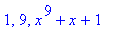 1, 9, x^9+x+1