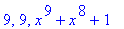 9, 9, x^9+x^8+1