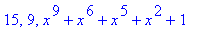 15, 9, x^9+x^6+x^5+x^2+1