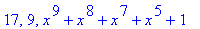 17, 9, x^9+x^8+x^7+x^5+1