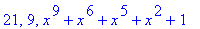 21, 9, x^9+x^6+x^5+x^2+1