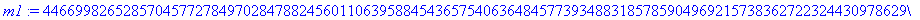 m1 := 446699826528570457727849702847882456011063958...