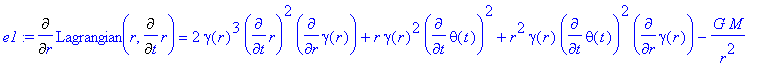 e1 := Diff(Lagrangian(r,Diff(r,t)),r) = 2*gamma(r)^...