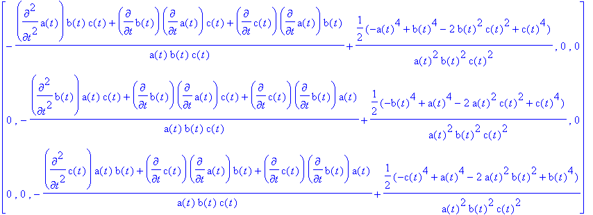 matrix([[-(diff(a(t),`$`(t,2))*b(t)*c(t)+diff(b(t),...
