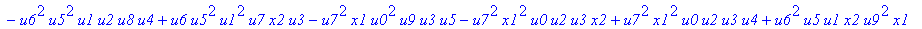 con := (-u7^2*u3*u1*u2*u0^2*u5+u7*x1*u1*u4^2*u2*u8^2+u4*u0^2*u8*u5*u2^2*u3+u4^2*u0*u8*u5*u1^2*x2+u9^2*x1*u3*u2*u6^2*u5-u2^2*u0*u6^2*x2*u9*x1-u2*u0*u6*u9^2*u7*u3^2-u2^2*u8*u6*x2*u9*x1^2+u9*x1*u3^2*u2^2*...