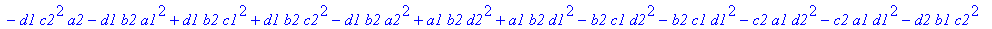 p4 := -a1*b2*c2^2+c1*a2*d2^2+c1*a2*d1^2+b1*c2*d2^2+b1*c2*d1^2-a2*b1*d2^2-a2*b1*d1^2+d1*c2*a1^2+d1*c2*a2^2-d1*b2^2*c2+d1*b2^2*a2-d1*c1^2*a2-d1*c2^2*a2-d1*b2*a1^2+d1*b2*c1^2+d1*b2*c2^2-d1*b2*a2^2+a1*b2*d...