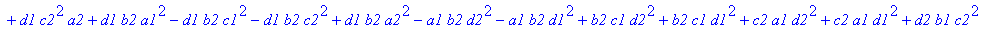 w := a1*b2*c2^2-c1*a2*d2^2-c1*a2*d1^2-b1*c2*d2^2-b1*c2*d1^2+a2*b1*d2^2+a2*b1*d1^2-d1*c2*a1^2-d1*c2*a2^2+d1*b2^2*c2-d1*b2^2*a2+d1*c1^2*a2+d1*c2^2*a2+d1*b2*a1^2-d1*b2*c1^2-d1*b2*c2^2+d1*b2*a2^2-a1*b2*d2^...