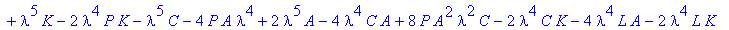 lambda^6-lambda^5*P-lambda^5*L+4*P*lambda^3*L*C-4*l...
