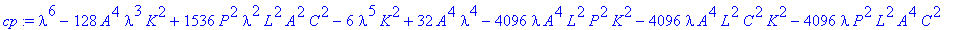 cp := lambda^6-128*A^4*lambda^3*K^2+1536*P^2*lambda...